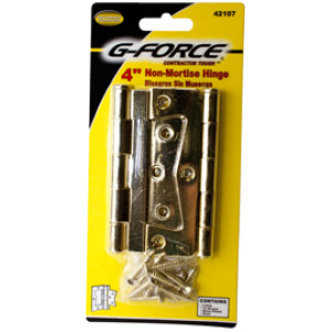 G-FORCE 42107 4" NON-MORTISE HINGE BRASS PLATE (1 PAIR)