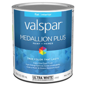 VALSPAR 21002.005 MEDALLION PLUS FLAT ULTRA WHITE INTERIOR PAINT & PRIMER
