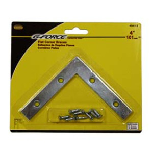G-FORCE 40412 4" CORNER IRON ZINC PLATED CARDED WITH SCREWS (2/CARD)