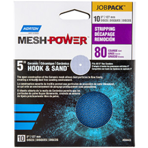 NORTON 68443 5" MESH POWER CERAMIC DISCS 80 GRIT JOB PACK 10PK