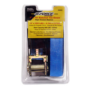 G-FORCE 28203 14' X 1" RATCHET TIE-DOWN LARGE VINYL COATED S-HOOKS 500 LBS