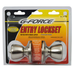 G-FORCE 80010 ENTRY TULIP KNOB LOCKSET STAINLESS STEEL KW1 KEYWAY