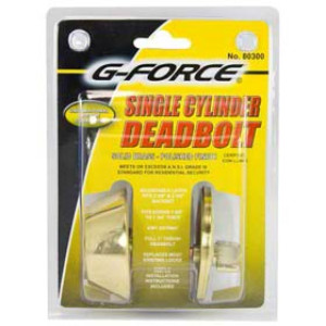G-FORCE 80300 SINGLE CYLINDER POLISHED BRASS DEADBOLT KW1 KEYWAY