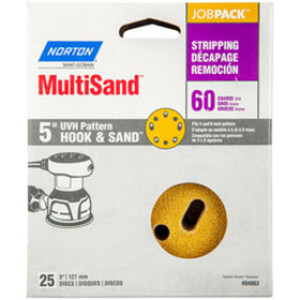 NORTON 04063 5" X 5 AND 8 HOLE P60 UNIVERSAL VAC HOOK & SAND DISCS 25 PACK