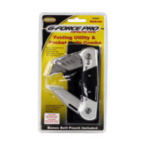 G-FORCE 24201 DAKOTA 2 BLADE UTILITY & POCKET KNIFE W/TOOL PCH ASSTD BLK/WOOD