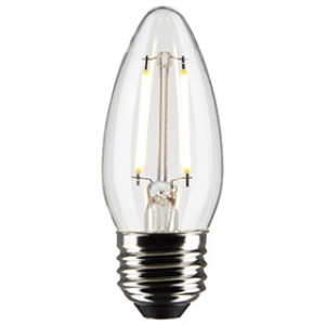 SATCO S21832 3W TORPEDO LED CLEAR MEDIUM BASE 2700K 120V 250 LUMENS 2PK