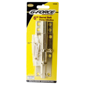 G-FORCE 43026 6" BARREL BOLT BRASS PLATED STEEL