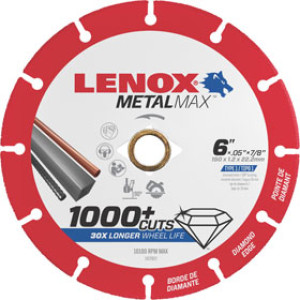 LENOX 1972923 METAL MAX 6" X 7/8" DIAMETER DIAMOND CUTOFF WHEEL ANGLE GRINDER