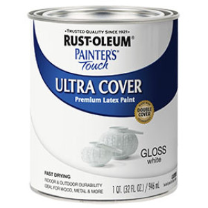 RUST-OLEUM PAINTER'S TOUCH 1992502 ULTRA COVER GLOSS WHITE LATEX PAINT