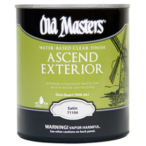 OLD MASTERS 71104 ASCEND SATIN EXTERIOR WATER-BASED CLEAR WOOD FINISH QUART