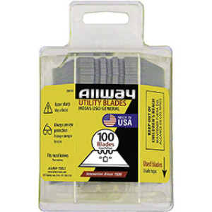 ALLWAY TOOLS 07109 DSP100 3 NOTCH UTILITY BLADE CLEAR PLASTIC DISPENSER 100PK