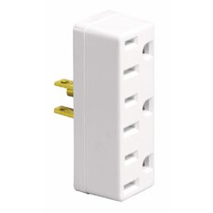 LEVITON 007-00697-00W 15A 125V GROUNDING TRIPLE OUTLET ADAPTER WHITE