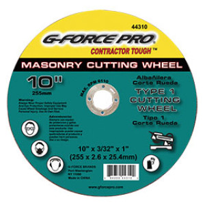 G-FORCE 44310 MASONRY CUTTING BLADE 10" X 3/32" X 1" TYPE 1