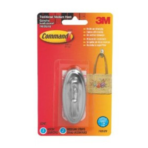 3M 17051BN-ES COMMAND BRUSHED NICKEL TRADITIONAL MEDIUM HOOK 3 LB 2 HK/4STRIPS
