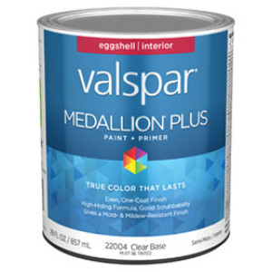 VALSPAR 22004.005 MEDALLION PLUS EGGSHELL CLEAR BASE INTERIOR PAINT & PRIMER