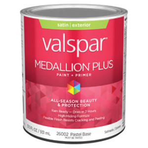VALSPAR 26002.005 MEDALLION PLUS SATIN PASTEL BASE EXTERIOR PAINT + PRIMER