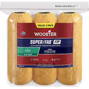 WOOSTER SUPER/FAB FTP RR929-9 9" X 3/4" GOLDEN YELLOW KNIT ROLLER COVER 3 PACK