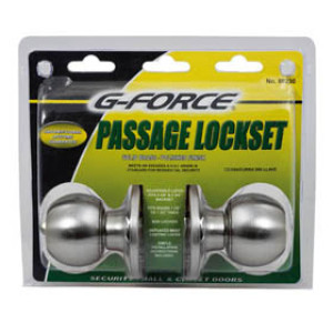 G-FORCE 80230 PASSAGE BALL KNOB LOCKSET STAINLESS STEEL FINISH