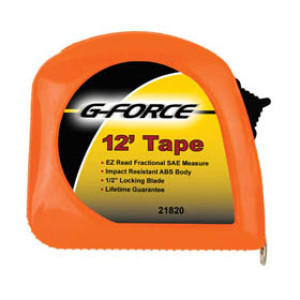 G-FORCE 21820 12' X 1/2" NEON ORANGE TAPE MEASURE