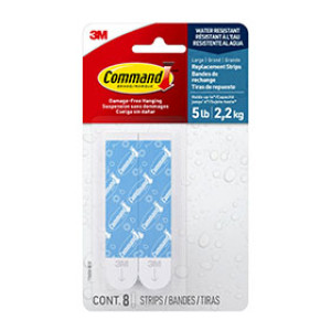 3M COMMAND ADHESIVES 17605B-8ESF LARGE BATH FOAM REPLACEMENT STRIPS 8PK