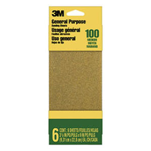 3M 9016NA-CC 3-2/3"X9" MEDIUM GENERALPURPOSE ALUMINUM OXIDE SANDING SHEETS 6PK
