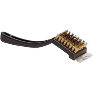 DQB 08315 8-1/2" BBQ BRASS WIRE BRUSH WITH SCRAPER PLASTIC HANDLE