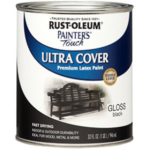 RUST-OLEUM PAINTER'S TOUCH 1979502 ULTRA COVER GLOSS BLACK LATEX PAINT