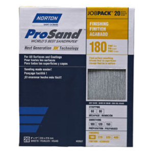NORTON PROSAND 02637 9" X 11" P180 PREMIUM SANDING SHEETS FINE JOB PACK 20PK