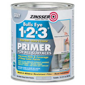 ZINSSER BULLS EYE 286258 1-2-3 GRAY INTERIOR EXTERIOR WATERBASED PRIMER
