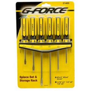 G-FORCE 21489 6 PC SCREWDRIVER SET WITH STORAGE RACK