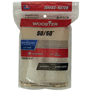 WOOSTER JUMBO-KOTER 50/50 RR305 4-1/2" X 1/2" CREAM KNIT ROLLER COVER 2-PACK