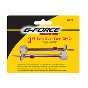 G-FORCE 43078 3" DIE CAST BRASS PLATED RIDGID DOOR STOP CARDED