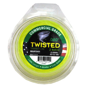 MAXPOWER 338801 .080" PREMIUM TWISTED TRIMMER LINE YELLOW COMMERCIAL GRADE 40'