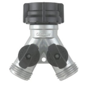 GILMOUR 15 ZINC METAL "Y" HOSE CONNECTOR WITH SHUT OFF VALVE