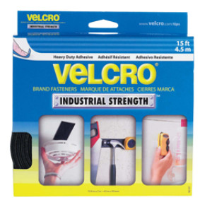 VELCRO 90197 15' X 2" BLACK INDUSTRIAL STRENGTH STICKY BACK