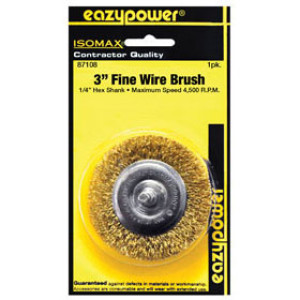 EAZYPOWER 87108 3" FINE MOUNTED FLAT WIRE WHEEL BRUSH 1/4" SHANK 1-PACK