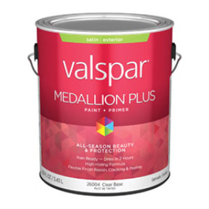 VALSPAR 26004.007 MEDALLION PLUS SATIN CLEAR BASE EXTERIOR PAINT + PRIMER