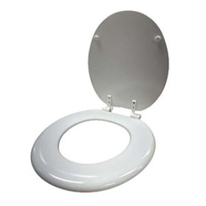MR BRANDS 32576 TRUHOME 17" WHITE ROUND WOOD TOILET SEAT