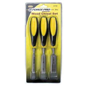 G-FORCE 21722 3 PC CRAFTWOOD WOOD CHISEL SET TPR HANDLE INCLUDES 1/2" 3/4" 1"
