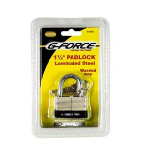 G-FORCE 60282 1-1/2" WARDED KEY STEEL LAMINATED PADLOCK