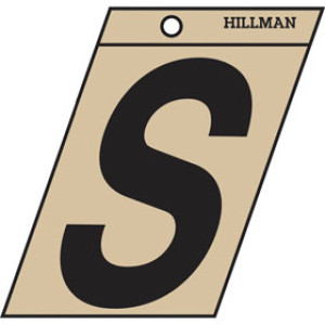 P-T 839436 3" BLACK ON GOLD LETTER S ANGLE-CUT MYLAR SELF ADHESIVE