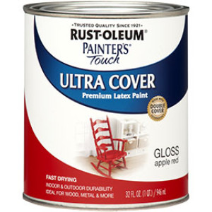RUST-OLEUM PAINTER'S TOUCH 1966502 ULTRA COVER GLOSS APPLE RED LATEX PAINT