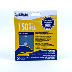 BLUE DOLPHIN SP NL585-0150 5" 8-HOLE HOOK & LOOP SANDING DISCS 150 GRIT 5-PACK
