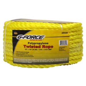 G-FORCE 26020 3/8" X 100' YELLOW TWISTED POLY ROPE