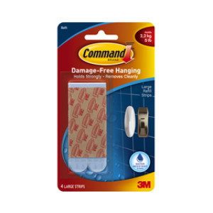 3M 17605B COMMAND ADHESIVES COMMAND LARGE WATER RESISTANT STRIPS 4 PACK