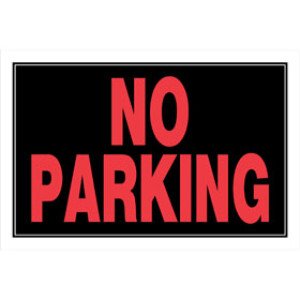 P-T 839902 8" X 12" NO PARKING STYRENE SIGN RED & BLACK