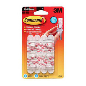 3M 17006CLR-ES COMMAND CLEAR MINI HOOKS 1/2 LB CAP- 6 HOOKS / 8 CLEAR STRIPS