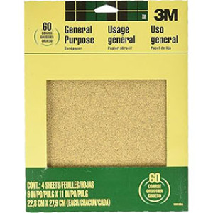 3M SAN-PAK 9003NA 9" X 11" COARSE 60 GRIT ALUMINUM OXIDE SANDPAPER 4 SHEETS