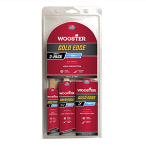 WOOSTER GOLD EDGE 5239 VARIETY 3 PACK POLYESTER BRUSHES EXTRA FIRM FILAMENTS