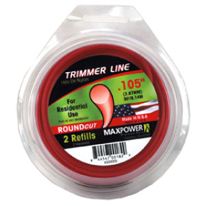 MAXPOWER 333005 .105" ROUNDCUT TRIMMER LINE RED RESIDENTIAL GRADE 30'L NYLON